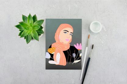 Girl in Headscarf Print