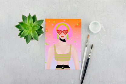 Pink Haired Girl Print